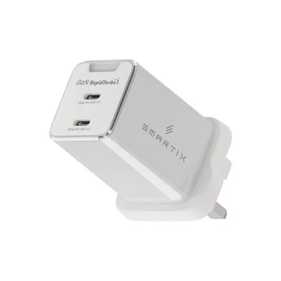 Smartix Premium Compact Uk Wall Adaptor 65W Gan - White